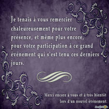 Carte remerciements pour présence pour un événement
