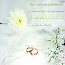 carte remerciement pour un mariage
