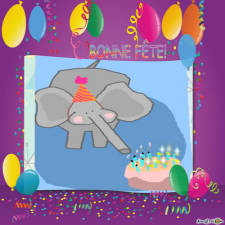 carte anniversaire L'éléphant te souhaite Bonne Fête pour enfant