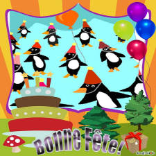 Carte anniversaire les pingouins Bonne Fête pour enfant