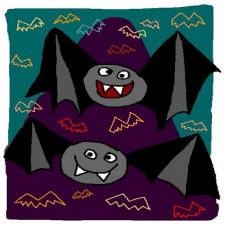 Carte chauves-souris en follies pour Halloween