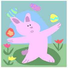 carte lapin jongleur de Pâques