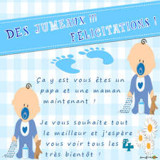 Carte Félicitations naissance jumeaux
